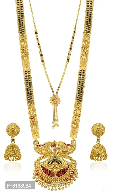 Combo Of Mangalsutra Necklace Set Pendant With Earrings