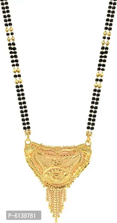 Shimmering Gold Plated Brass Mangalsutra For Women-thumb0