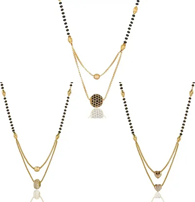 Shimmering Plated Brass Mangalsutra For Women- Pack Of 3