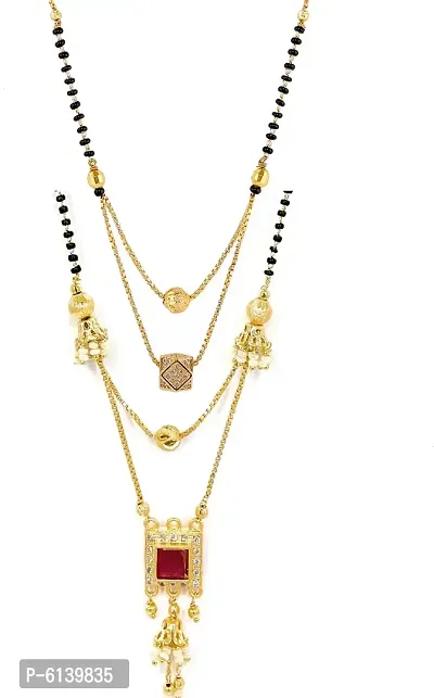 Shimmering Gold Plated Brass Mangalsutra For Women- Pack Of 2