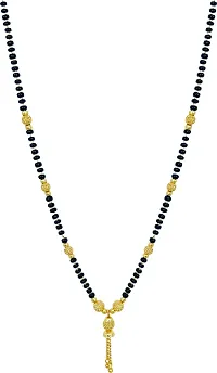 Stylish One Gram Gold Plated Combo Of 4 Mangalsutra Necklace Pendant Tanmaniya Black Bead Chain For Woman-thumb2