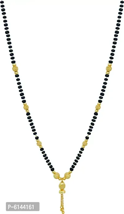 Stylish One Gram Gold Plated Combo Of 4 Mangalsutra Necklace Pendant Tanmaniya Black Bead Chain For Woman-thumb3