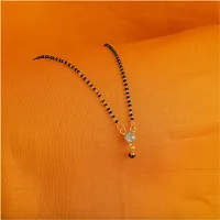 Stylish One Gram Gold Plated Pendant Mangalsutra Tanmaniya Black Bead Chain For Women-thumb2
