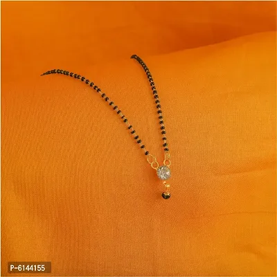Stylish One Gram Gold Plated Pendant Mangalsutra Tanmaniya Black Bead Chain For Women-thumb3