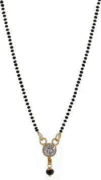Stylish One Gram Gold Plated Pendant Mangalsutra Tanmaniya Black Bead Chain For Women-thumb3