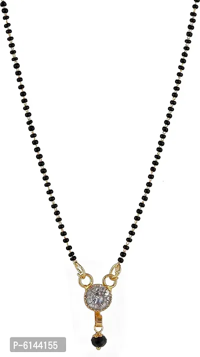 Stylish One Gram Gold Plated Pendant Mangalsutra Tanmaniya Black Bead Chain For Women-thumb4