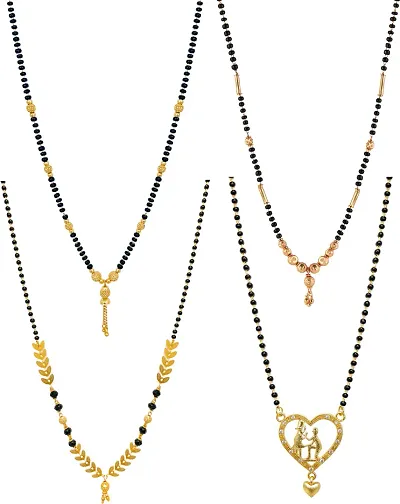 Stylish Gold Plated Combo Of 4 Mangalsutra Necklaces