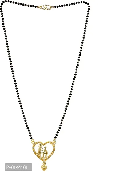 Stylish One Gram Gold Plated Combo Of 4 Mangalsutra Necklace Pendant Tanmaniya Black Bead Chain For Woman-thumb4