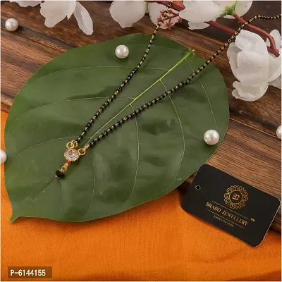 Stylish One Gram Gold Plated Pendant Mangalsutra Tanmaniya Black Bead Chain For Women-thumb2