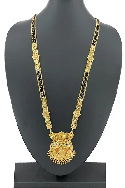Traditional Hand Meena Black Beads Mangalsutra For Women