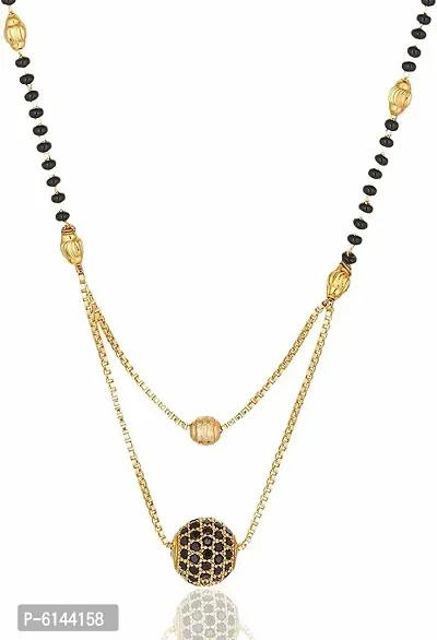 Stylish Mangalsutra Black Pearl Necklace With Chain For Women
