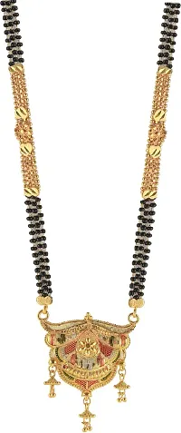 Traditional Hand Meena Black Beads Gold Long Chain Mangalsutra For Women-thumb4