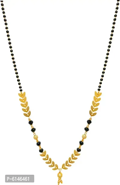 Alluring Gold Plated Combo Of 4 Black Bead Chain Mangalsutra Necklace Pendant For Women-thumb3
