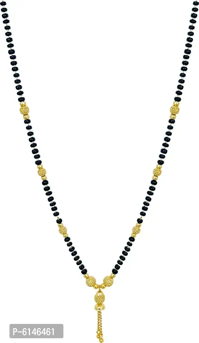 Alluring Gold Plated Combo Of 4 Black Bead Chain Mangalsutra Necklace Pendant For Women-thumb5
