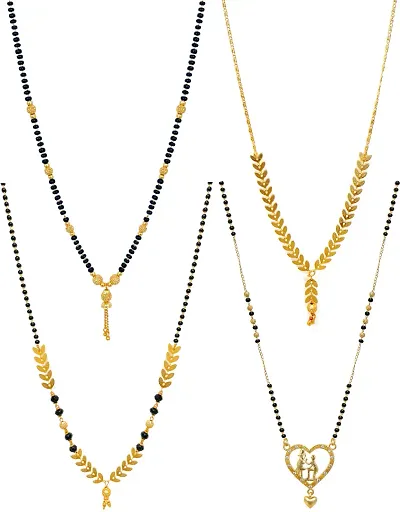 Stylish Gold Plated Combo Of 4 Mangalsutra Necklaces