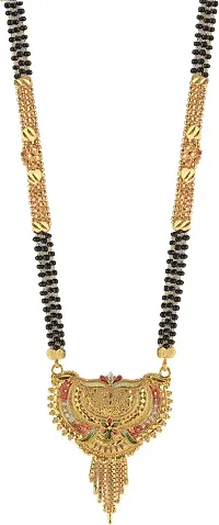 Traditional Hand Meena Black Beads Gold Long Chain Mangalsutra For Women-thumb4