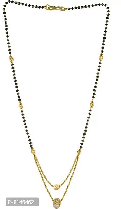 Alluring Gold Plated Combo Of 2 Stylish Mangalsutra Necklace Pendant Meenakari Black Bead Fancy Chain For Women-thumb4