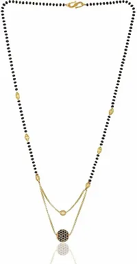 Alluring Gold Plated Combo Of 2 Stylish Mangalsutra Necklace Pendant Meenakari Black Bead Fancy Chain For Women-thumb1