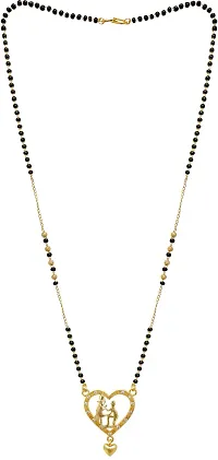 Alluring Gold Plated Combo Of 4 Black Bead Chain Mangalsutra Necklace Pendant For Women-thumb1