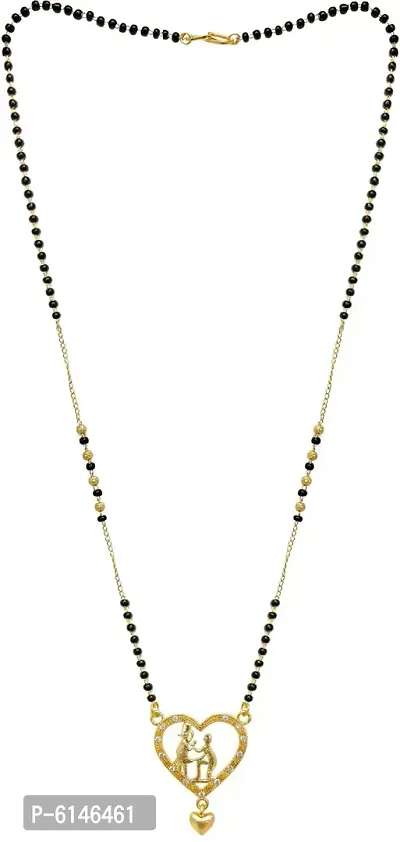 Alluring Gold Plated Combo Of 4 Black Bead Chain Mangalsutra Necklace Pendant For Women-thumb2