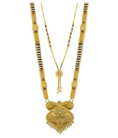 Shimmering Gold Plated Brass Mangalsutra For Women- 2 Pieces