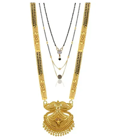 Pretty Gold Plated Brass Mangalsutra For Women- 3 Pieces