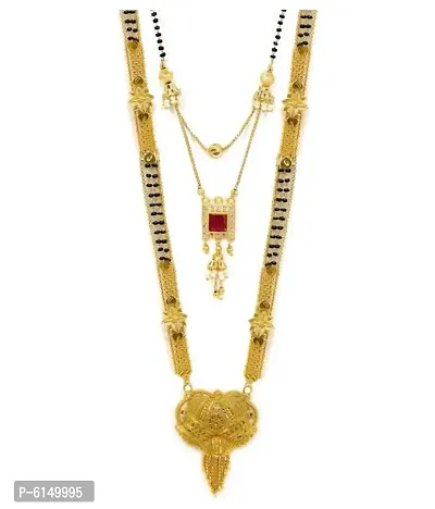 Traditional Hand Meena 30Inch Long And 18Inch Short Combo Of 2 Mangalsutra Necklace Chain For Women