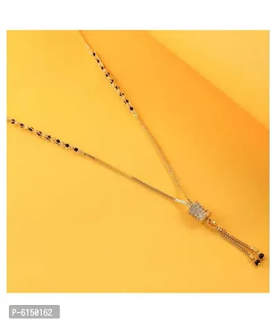 Stylish Black And White Ad Pendent Necklace Mangalsutra Damaru Black Bead And Golden Chain For Women