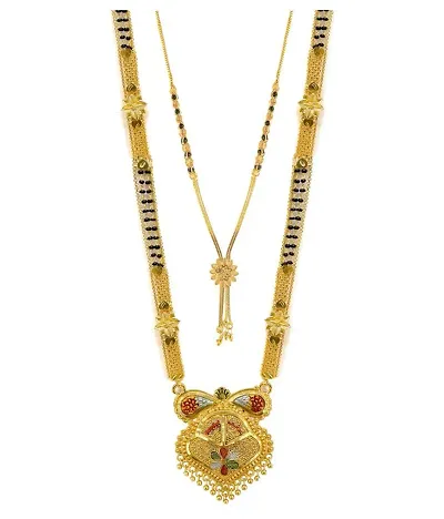 Shimmering Plated Brass Mangalsutra For Women- 3 Pieces