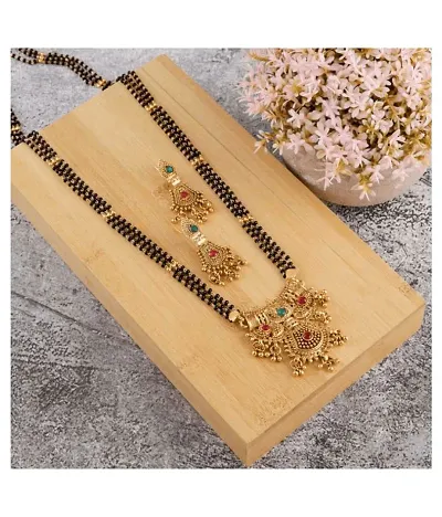 Trendy Alloy Gold-plated Mangalsutra with Earring for Women