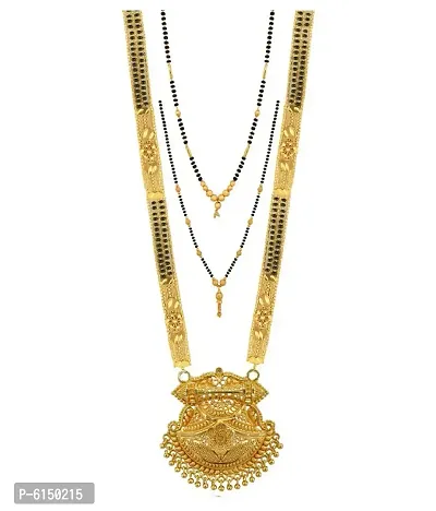 Classy Shimmering Golden Brass Mangalsutra For Women- 3 Pieces