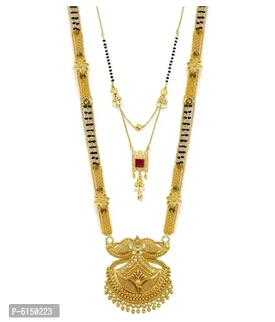 Classy Shimmering Golden Brass Mangalsutra For Women- 2 Pieces