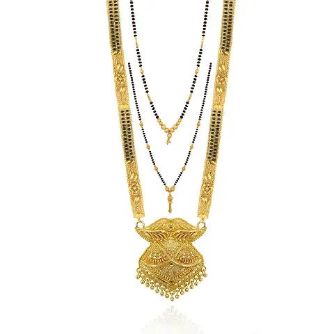 Classy Shimmering Brass Mangalsutra For Women- 3 Pieces