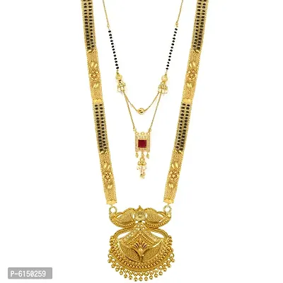 Classy Shimmering Golden Brass Mangalsutra For Women- 2 Pieces