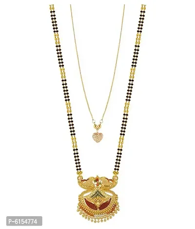 Shimmering Alluring Gold Plated Brass Mangalsutra For Women- 2 Pieces