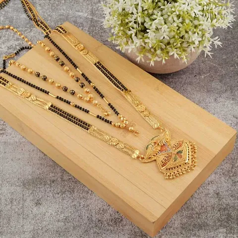 Pack Of 3 Beautiful Golden Brass Mangalsutras For Women