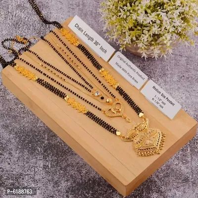 Pack Of 3 Fancy Brass Contemporary Mangalsutras For Women