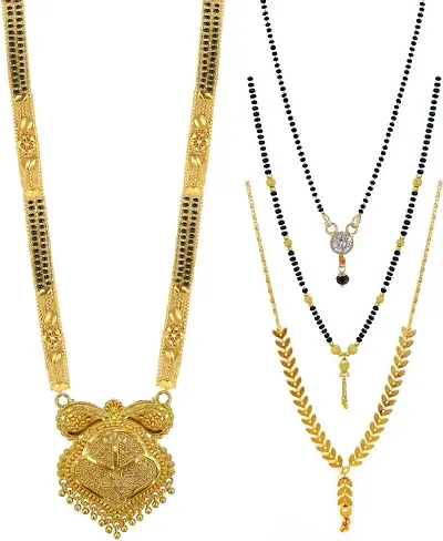 Contemporary Stylish Brass Mangalsutra For Women- 4 Pieces