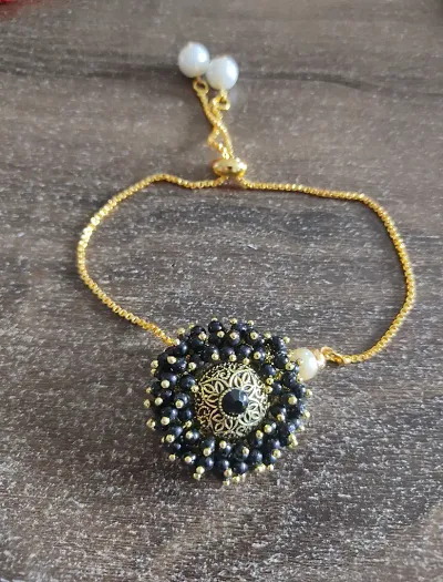 Beautiful Golden Beads Work Bracelet