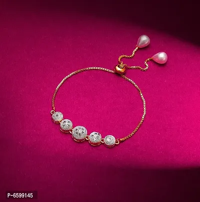Beautiful Golden American Diamond Bracelet Special For Women-thumb0