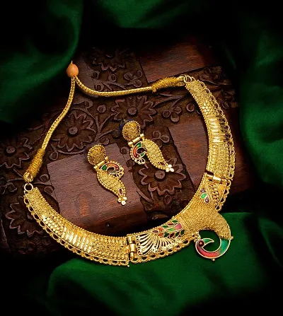 Traditional Gold Plated Alloy Necklace Set