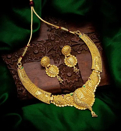 Amelia Designer Golden Copper Choker Jewellery Set