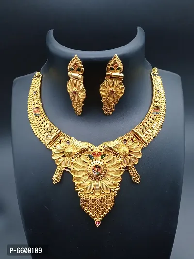 Golden Brass Jewellery Sets For Women-thumb2