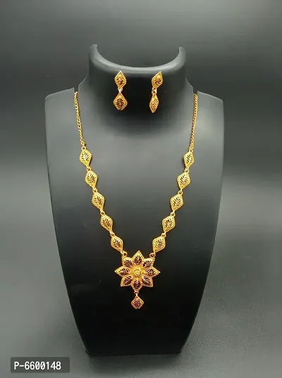 Golden Brass Necklace Set for Women-thumb2