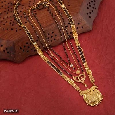 Traditonal Brass Gold-Plated Mangalsutra Pack Of 4 For Women
