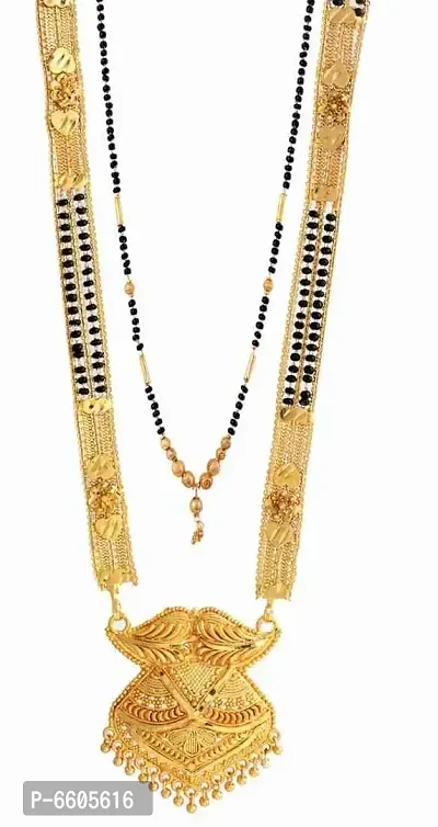 Traditonal Brass Gold-Plated Mangalsutra Pack Of 2 For Women-thumb0