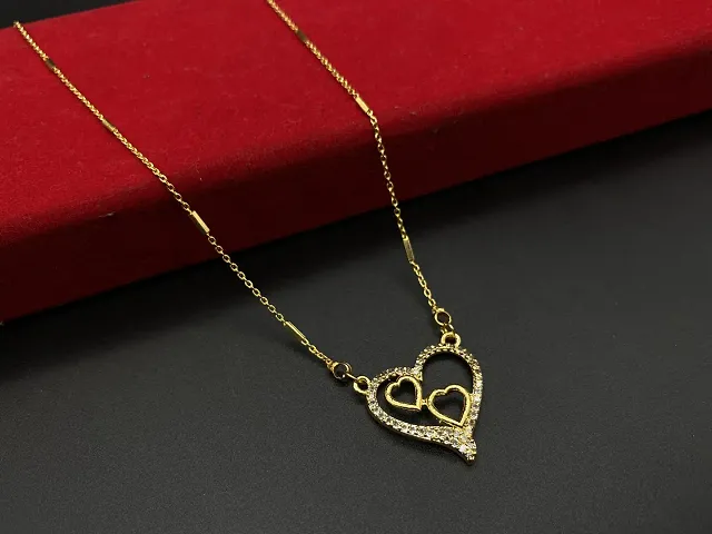 Fashionable Gold Plated Brass American Diamond Pendant Neklace Chain For Women