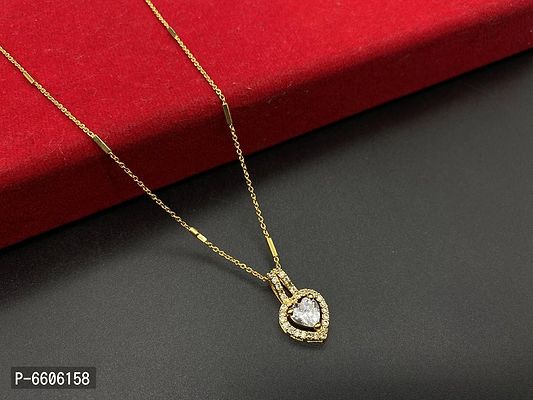 Elegant Gold Plated American Diamond Pendal Neklace Chain For Women