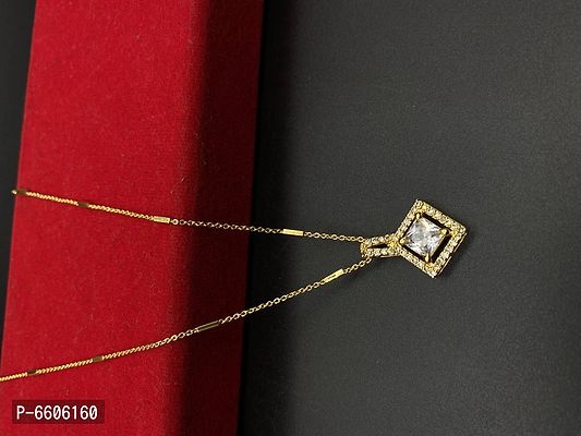 Elegant Gold Plated American Diamond Pendal Neklace Chain For Women-thumb2