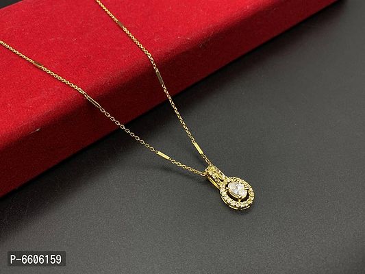 Elegant Gold Plated American Diamond Pendal Neklace Chain For Women-thumb0